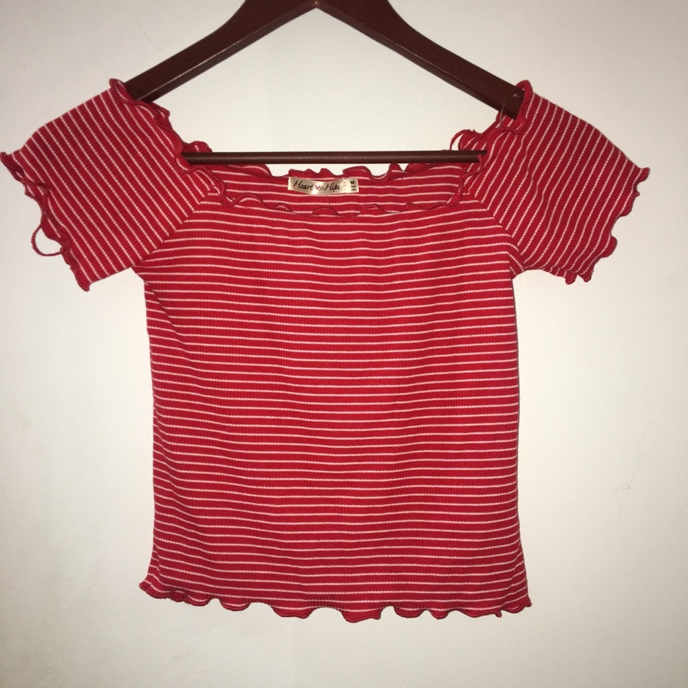 Red and white crop top